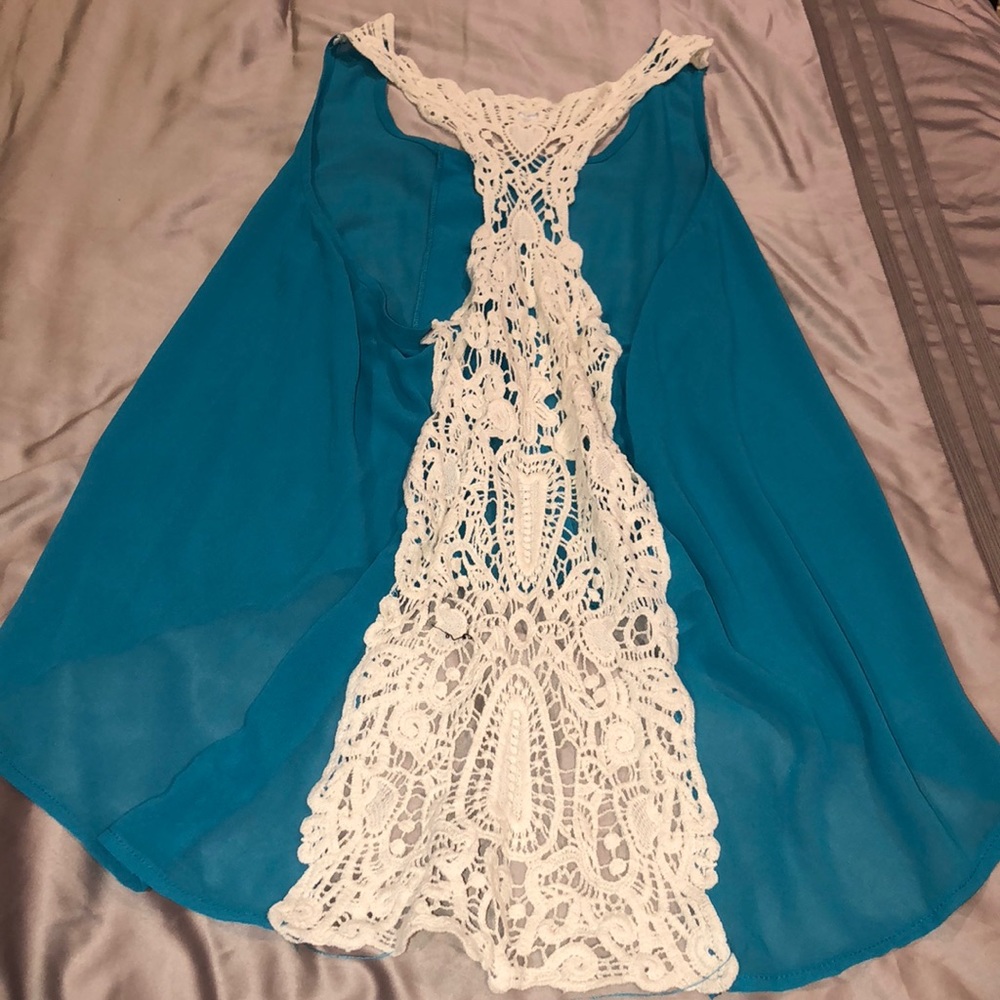 Blue lace racer back